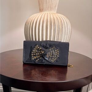 Nina Black Clutch with Gold Eyelets